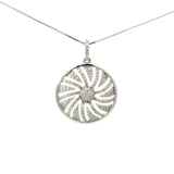 Diamond Circle Swirl Pendant with White Gold