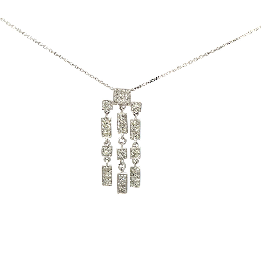 Diamonds Square Drop Pendant in White Gold