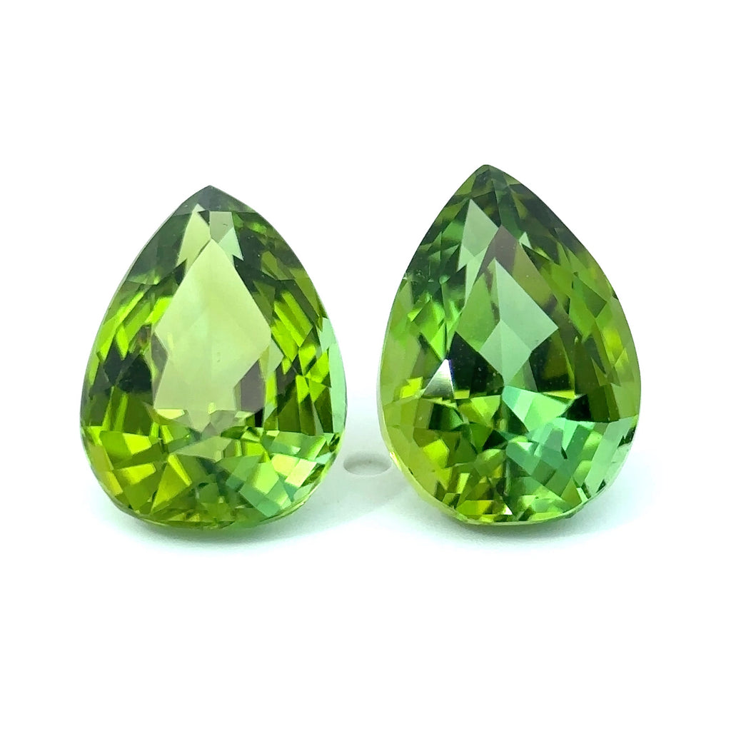 8.17 cts Natural Gemstone Vivid Olive Green Tourmaline Pair - Pear Shape - 23297RGT