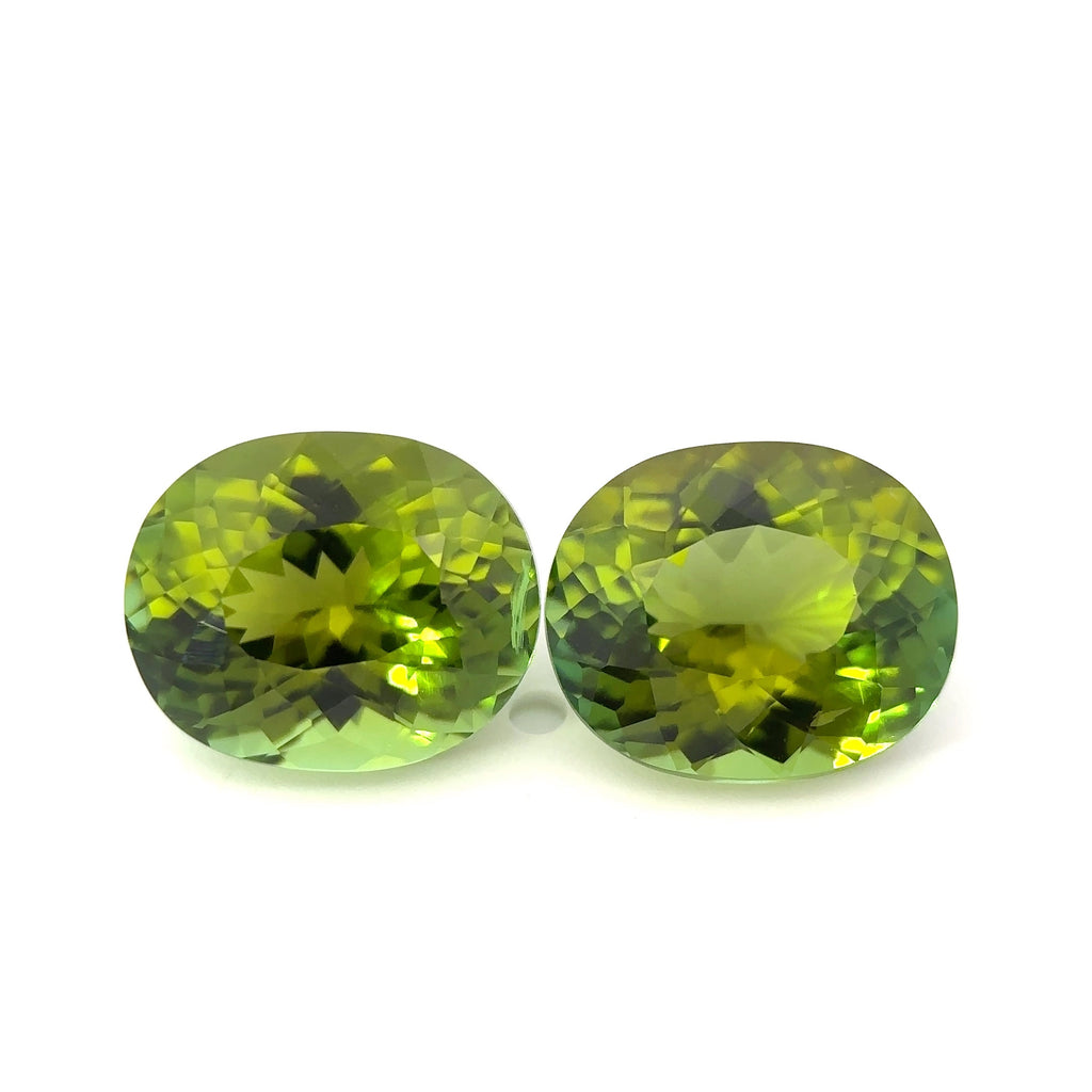 8.39 cts Natural Gemstone Olive Green Tourmaline Pair - Oval Shape - 23346RGT