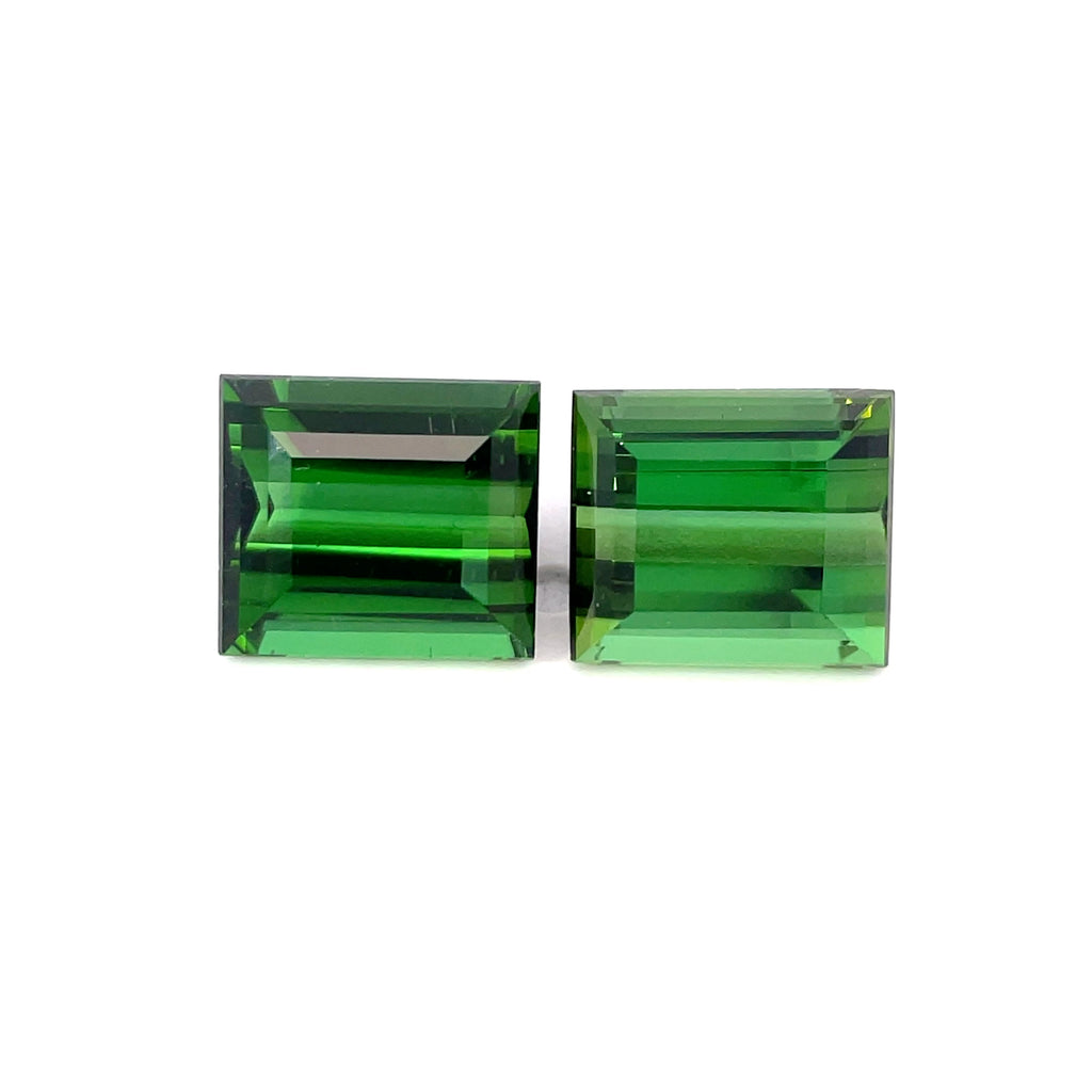 5.18 cts Natural Green Tourmaline Gemstone Pair - Square Shape - 23404RGT