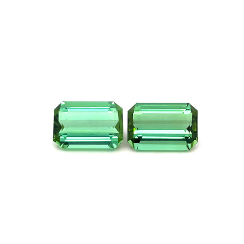 2.51 cts Natural Green Tourmaline Gemstone Pair - Octagon Shape - 23405RGT