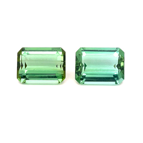 3.21cts Natural Green Tourmaline Gemstone Pair - Octagon Shape - 23418RGT