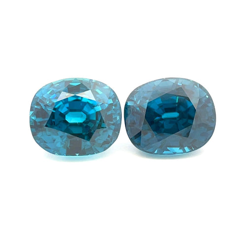 17.89 cts Natural Gemstone Blue Zircon Pair from Cambodia - Cushion Shape - 23541RGT