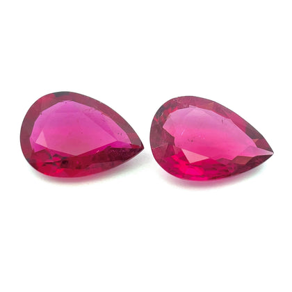 5.89cts Natural Gemstone Rubellite Tourmaline Pair - Pear Shape - 23602RGT