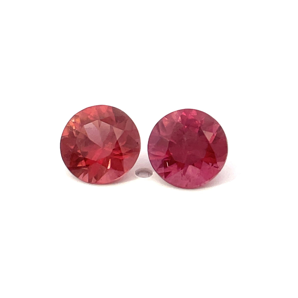 3.26 cts Natural Peachy Pink Malaya Garnet Gemstone - Round Shape Pair - 24303RGT