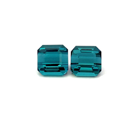 2.67 cts Natural Gemstone Indigolite Tourmaline Pair - Square Octagon Shape - 24338RGT