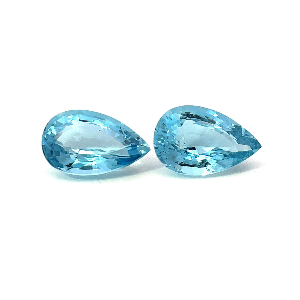 4.94 cts Natural Blue Aquamarine Gemstone Pair  - Pear Shape - 24492RGT