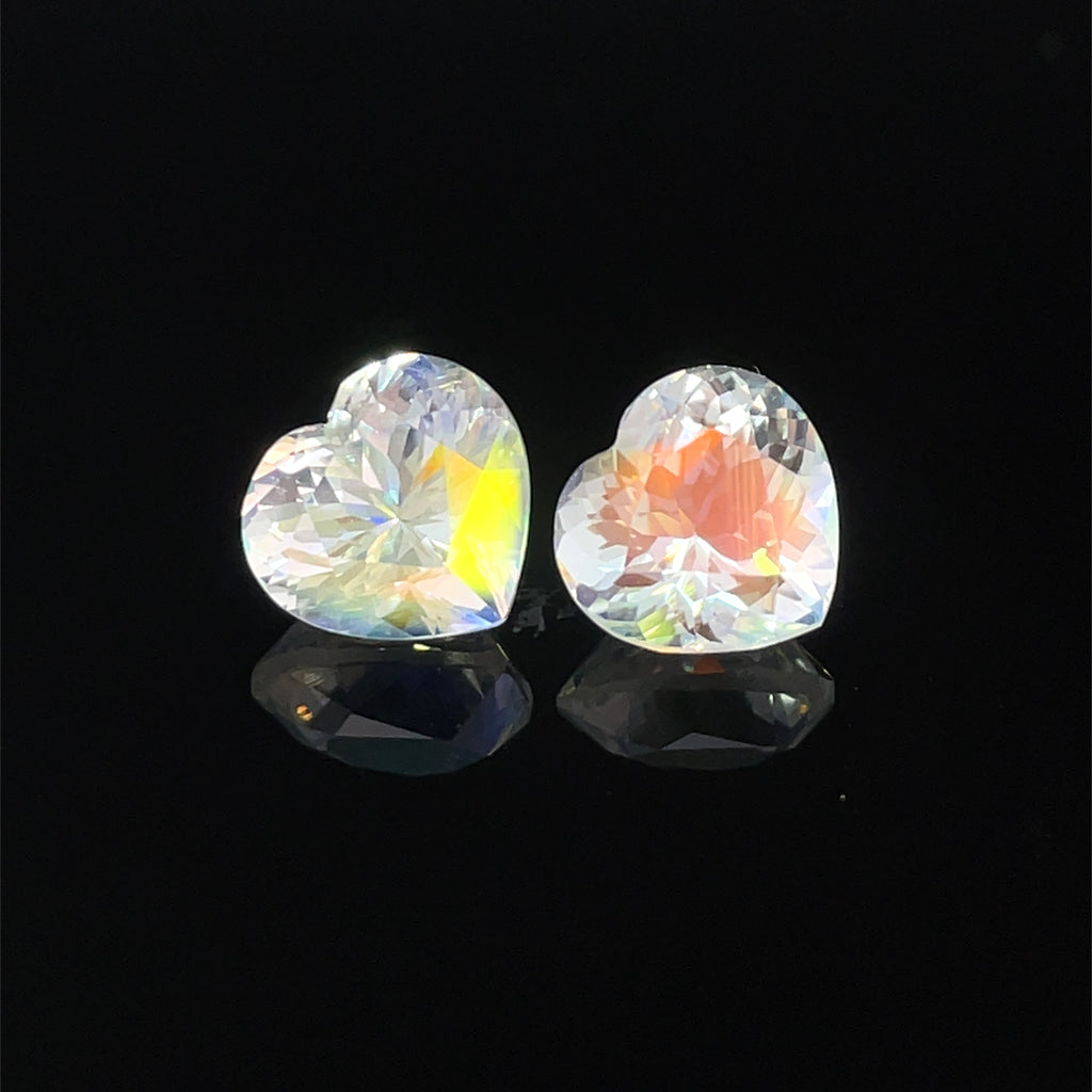 2.87cts Natural Rainbow Moonstone Gemstone Pair - Heart Shape - 24745RGT