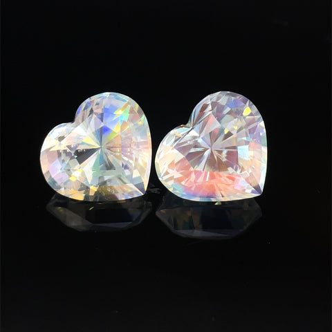 13.88cts Natural Rainbow Moonstone Gemstone Pair - Heart Shape - 24861RGT