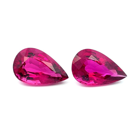 5.31cts Natural Gemstone Rubellite Tourmaline Pair - Pear Shape - 24875RGT