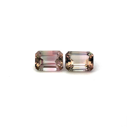 1.15cts Natural Bi - Color Tourmaline Gemstone Pair - Octagon Shape - 24901RGT