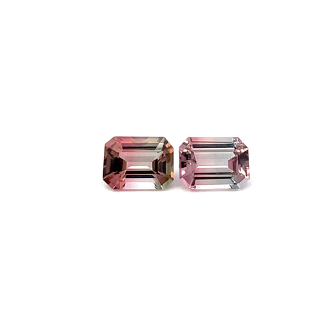 1.16cts Natural Bi - Color Tourmaline Gemstone Pair - Octagon Shape - 24902RGT