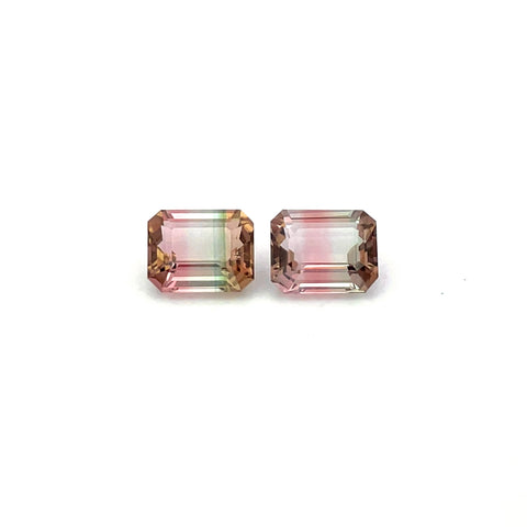 1.29cts Natural Bi - Color Tourmaline Gemstone Pair - Octagon Shape - 24904RGT