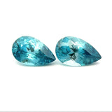 6.84cts Natural Gemstone Blue Zircon from Cambodia Pair - Pear Shape - 24970RGT