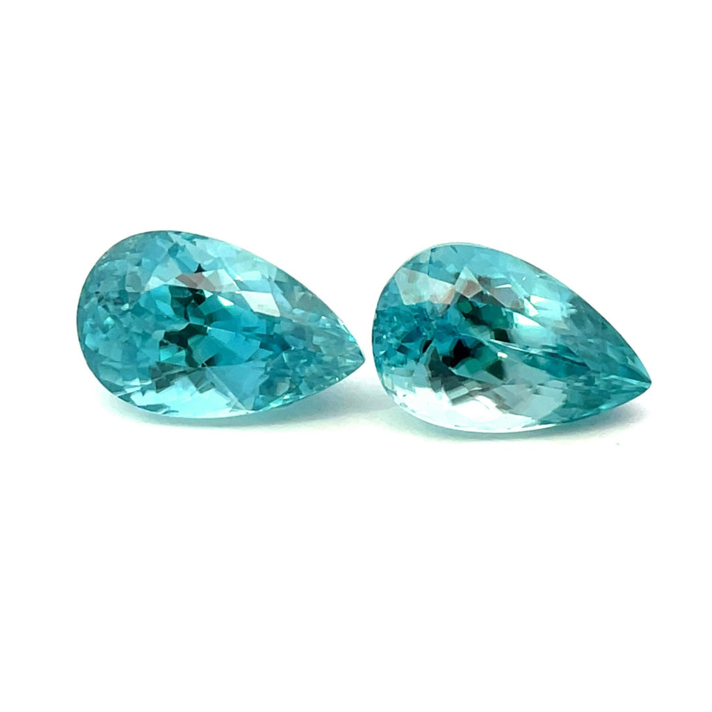 10.53cts Natural Gemstone Blue Zircon from Cambodia Pair - Pear Shape - 24972RGT