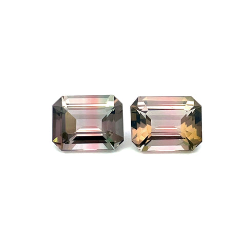 2.80cts Natural Bi Color Tourmaline Gemstone Pair - Octagon Shape - 25026RGT