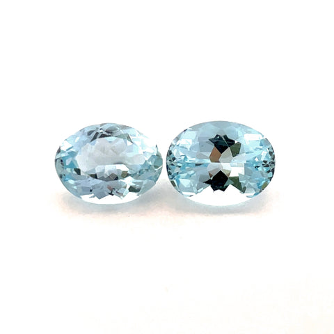 3.41cts Natural Blue Aquamarine Gemstone Pair - Oval Shape - 25386RGT