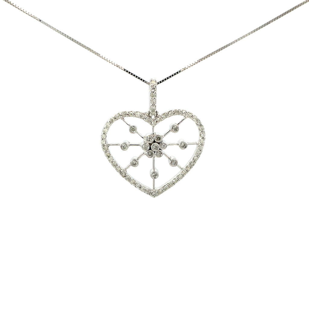 Heart Pendant in White Gold with Diamonds