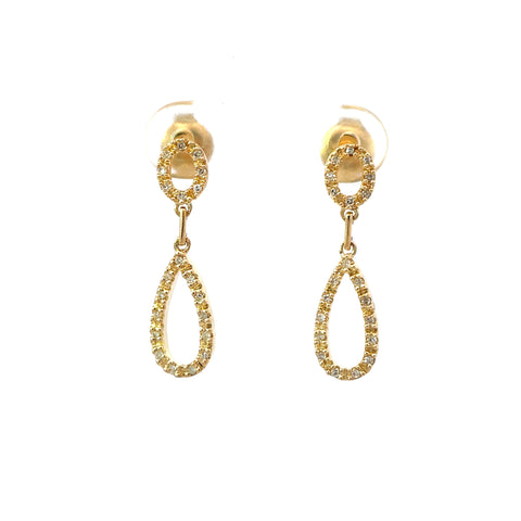 Pear Shape Design Natural Diamond Drop Earrings in White Gold
