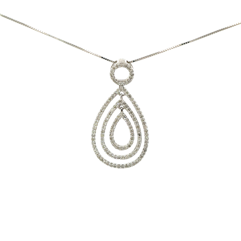 Diamonds Triple Pear - Shaped Pendant in White Gold