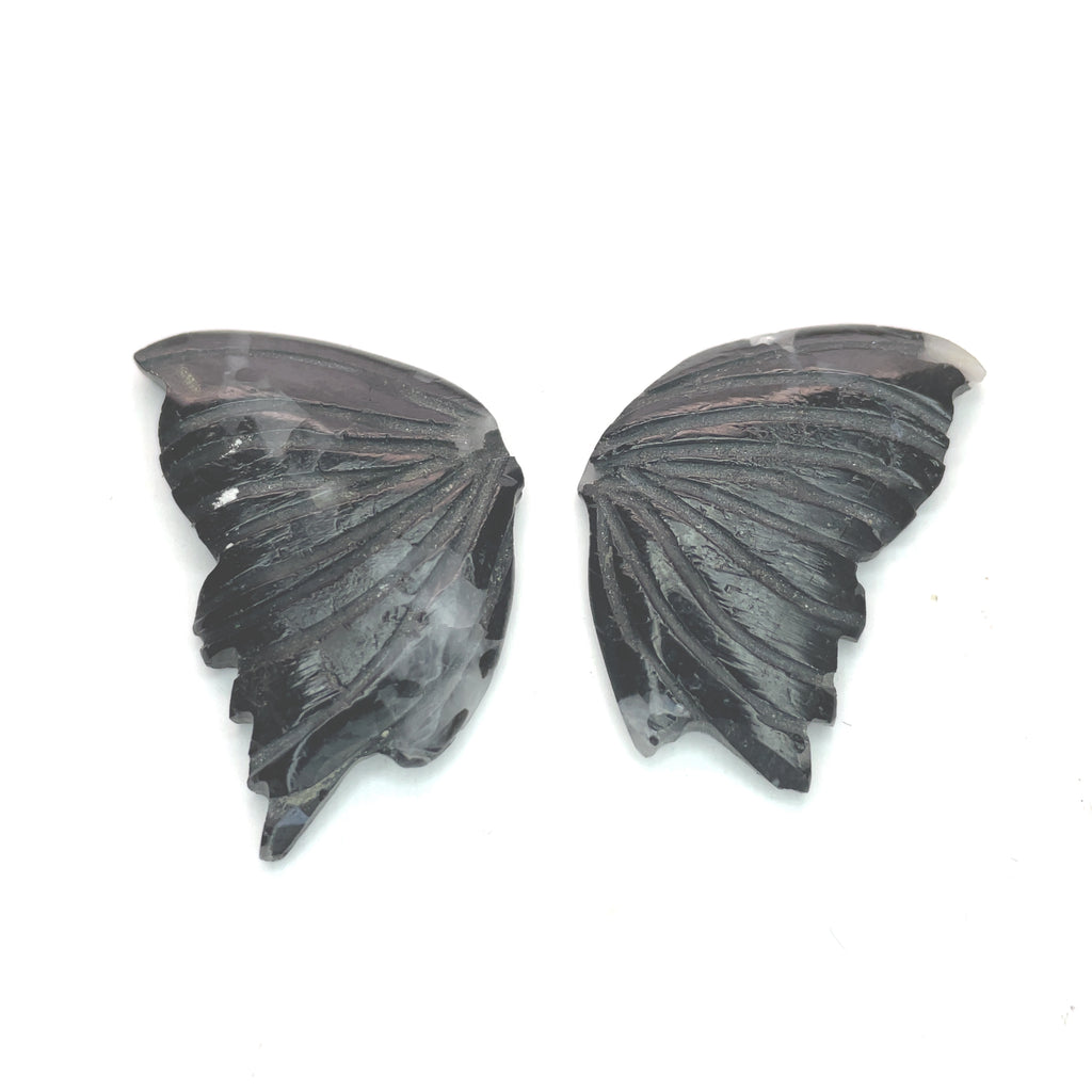 22.57cts Natural Black Butterfly Quartz Carving - BC21