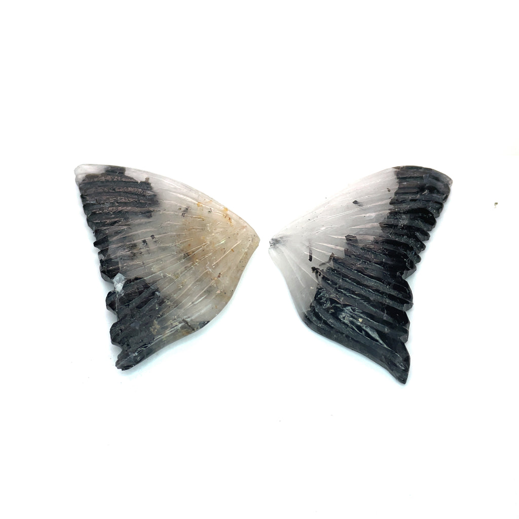 26.47cts Natural Black White Butterfly Quartz Carving - BC31