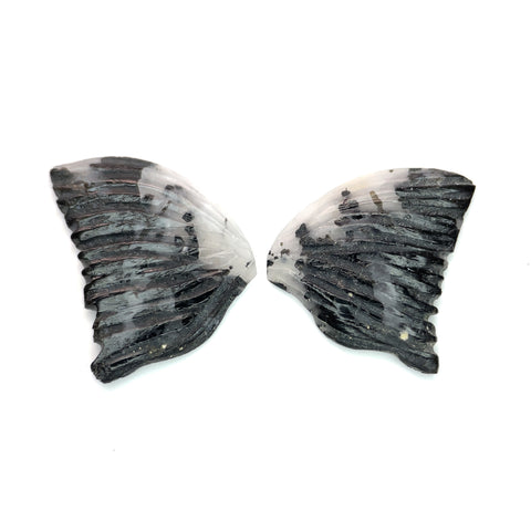 12.22cts Natural White Black Butterfly Quartz Carving - BC4