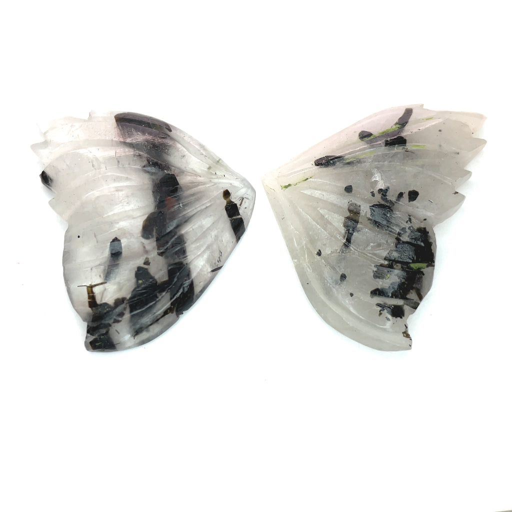 31.96cts Natural Black White Butterfly Quartz Carving - BC57