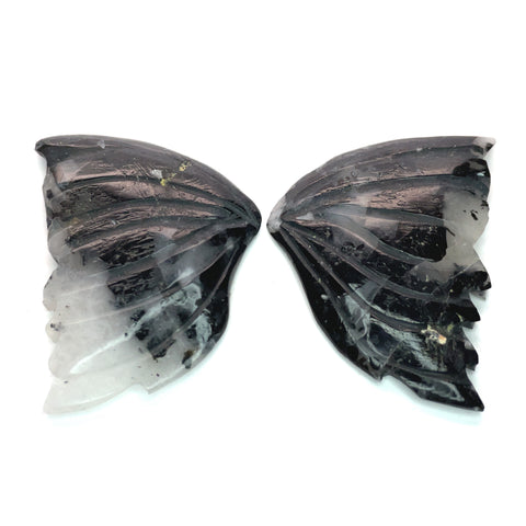 56.57cts Natural Black White Butterfly Quartz Carving - BC70