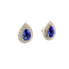 18K White Gold Blue Tanzanite And Diamond Earring - Pear Shape - E24021