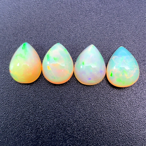 5.58cts Natural Welo White Opal Gemstone 4PCSet - Pear Shape - OPRGT-10