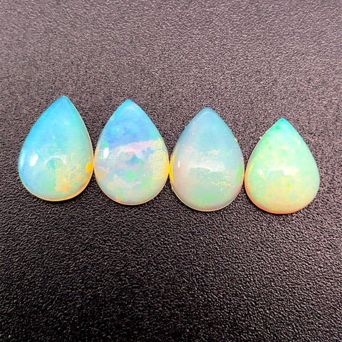 4.32cts Natural Welo White Opal Gemstone 4PCSet - Pear Shape - OPRGT-12