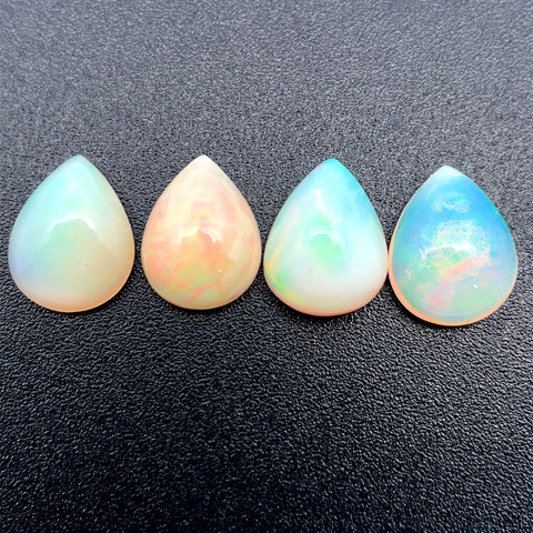 5.22cts Natural Welo White Opal Gemstone 4PCSet - Pear Shape - OPRGT-18