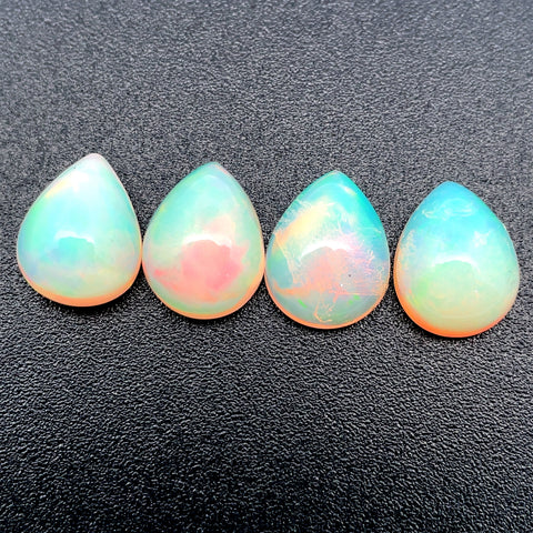6.40cts Natural Welo White Opal Gemstone 4PCSet - Pear Shape - OPRGT-19