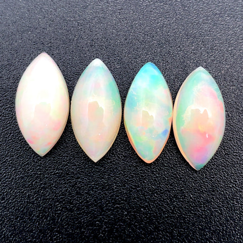 4.60cts Natural Welo White Opal Gemstone 4PCSet - Marquise Shape - OPRGT-20