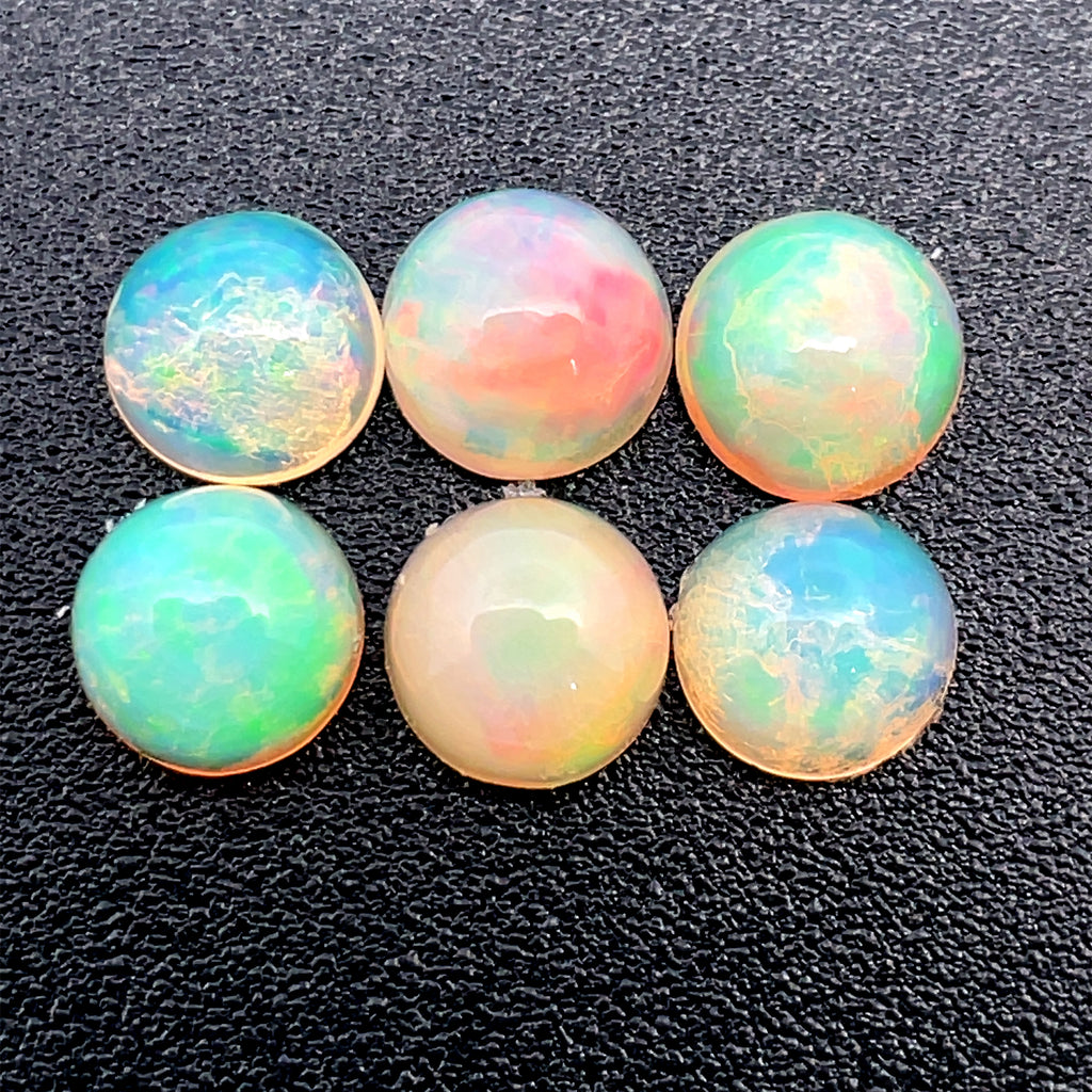 2.02cts Natural Welo White Opal Gemstone 6PCSet - Round Shape - OPRGT-21