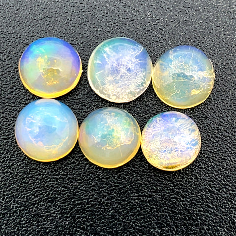 1.87cts Natural Welo White Opal Gemstone 6PCSet - Round Shape - OPRGT-22