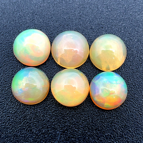 3.38cts Natural Welo White Opal Gemstone 6PCSet - Round Shape - OPRGT-23