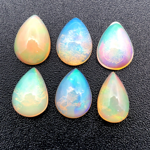 4.17cts Natural Welo White Opal Gemstone 6PCSet - Pear Shape - OPRGT-24