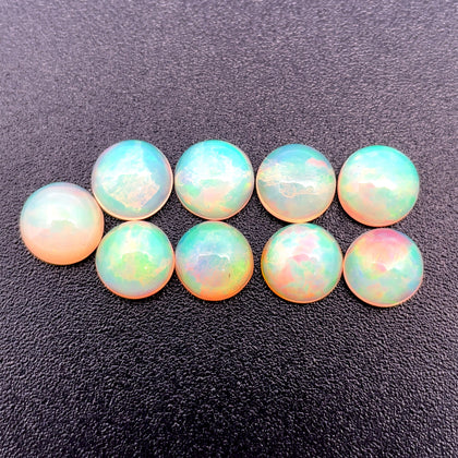 4.96cts Natural Welo White Opal Gemstone 9PCSet - Round Shape - OPRGT-25