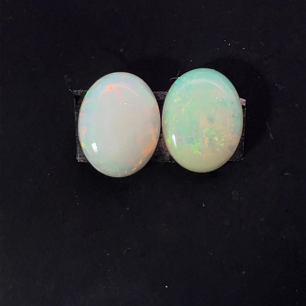 2.10cts Natural Welo White Opal Gemstone Pair - Oval Shape - OPRGT-2