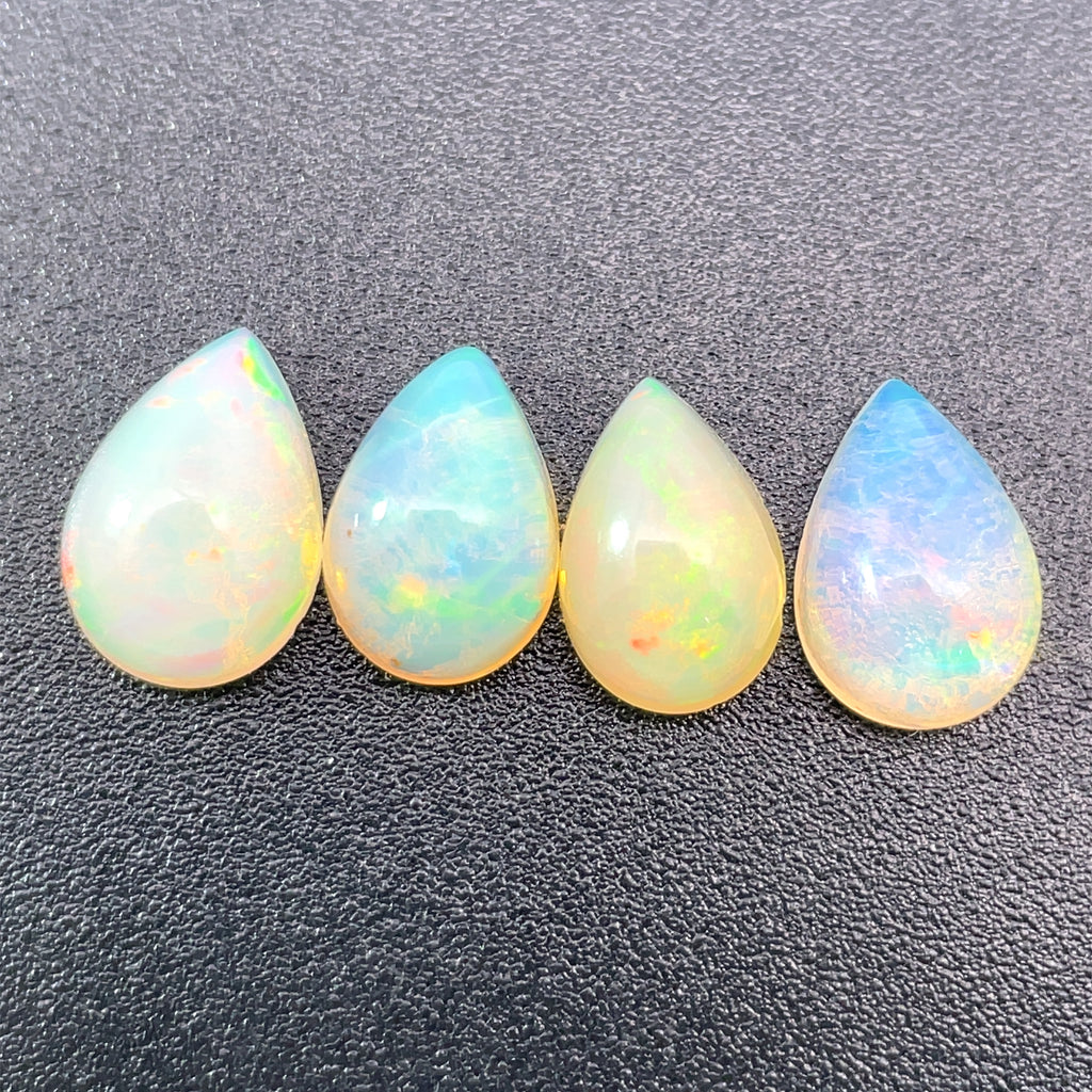 4.37cts Natural Welo White Opal Gemstone 4PCSet - Pear Shape - OPRGT-7