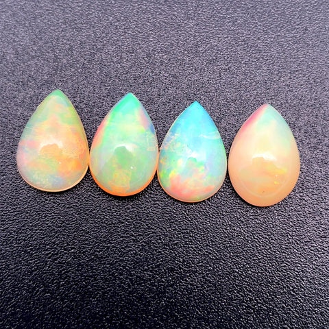 5.11cts Natural Welo White Opal Gemstone 4PCSet - Pear Shape - OPRGT-16