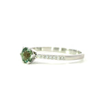 18K White Gold Solitaires Ring With Alexandrite And Diamond Pavé -  Round Cut - R24005