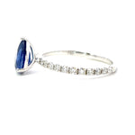 18K White Gold Blue Sapphire And Diamond Engagement Ring - Pear Shape - R24008