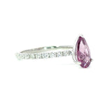 18K White Gold Purple Spinel And Diamond Engagement Ring - Pear Shape - R24010