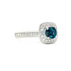 18K White Gold Indicolite Tourmaline And Diamond Engagement Ring - Round Cut - R24012