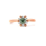 18K Pink Gold Alexandrite And Diamond Engagement Ring - Round Cut - R24019