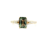 18K Yellow Gold Alexandrite And Diamond Engagement Ring - Emerald Cut - R24026